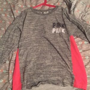 Grey white pink sweater